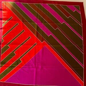 Pink, red, green, bro silk scarf vintage